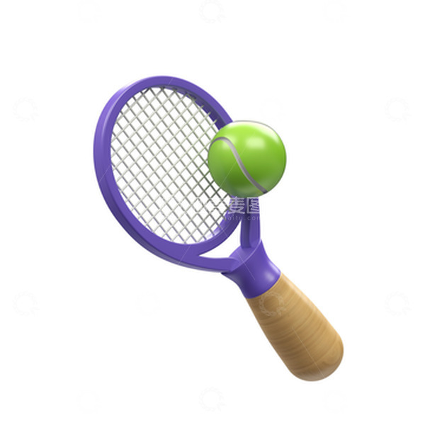 源文件下载【趣麦麦图】立体卡通网球器材模型
