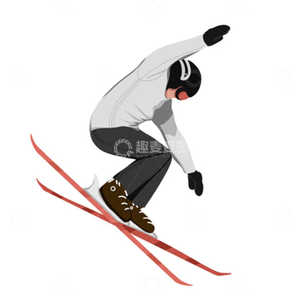 源文件下载【趣麦麦图】-冬季滑雪雪地运动手绘