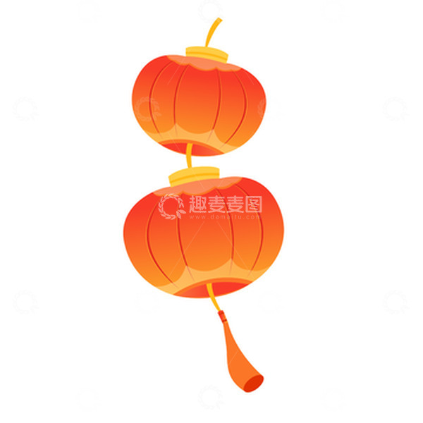 源文件下载【趣麦麦图】红色国潮灯笼卡通手绘图