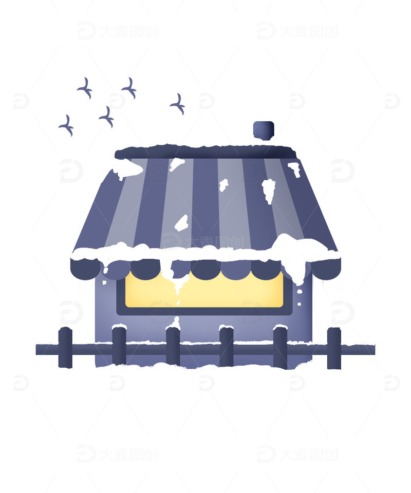 立冬大雪黄色窗户温馨小屋