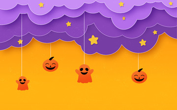 万圣节卡通剪纸立体背景