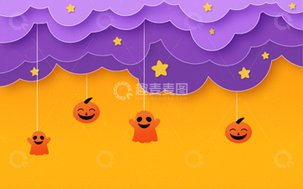源文件下载【趣麦麦图】万圣节卡通剪纸立体背景