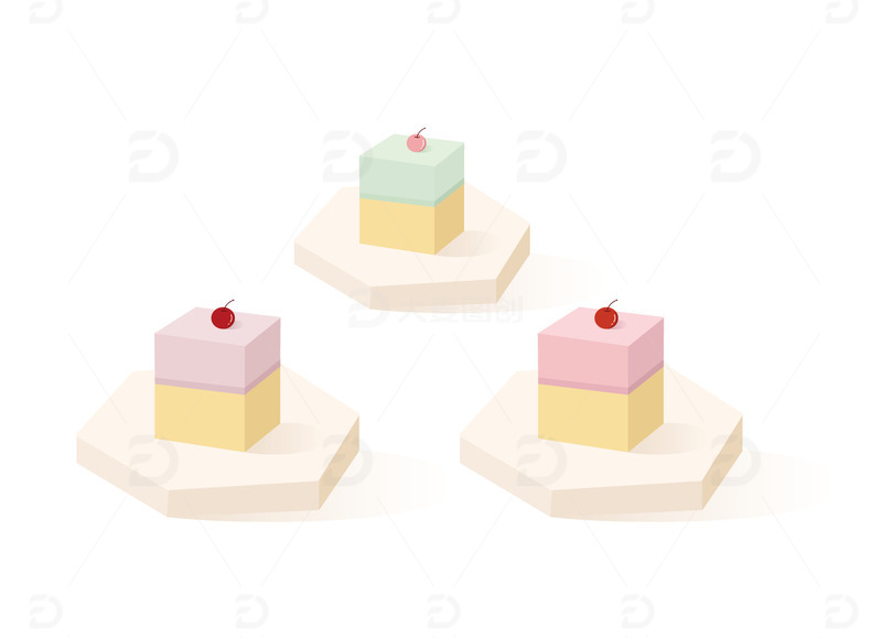 源文件下载【趣麦麦图】糖果色清新手绘方形蛋糕甜点下午茶饭后点心