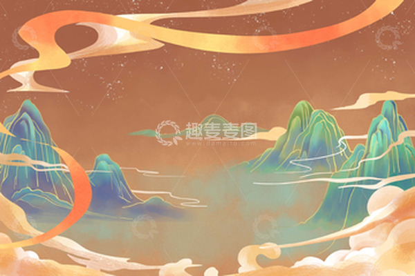 源文件下载【趣麦麦图】-国潮插画背景素材