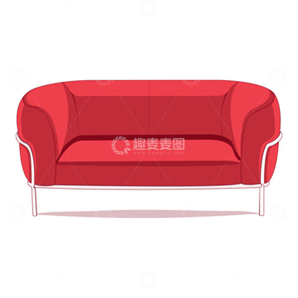 源文件下载【趣麦麦图】家具红色沙发插画