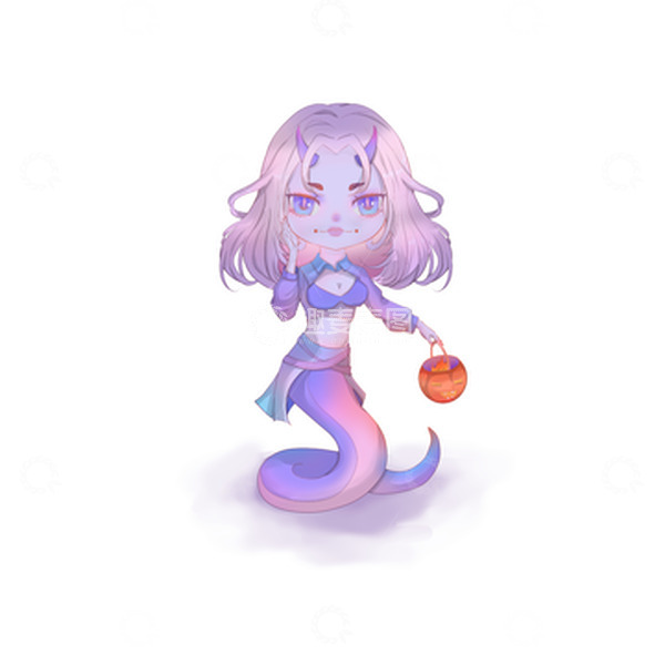 源文件下载【趣麦麦图】唯美万圣节美杜莎手绘图