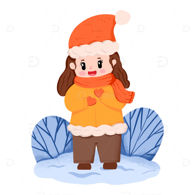 女孩在立冬穿着厚衣服在室外元素