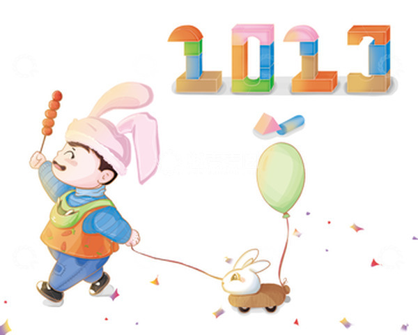 源文件下载【趣麦麦图】新年元旦兔年2023氛围感手绘图