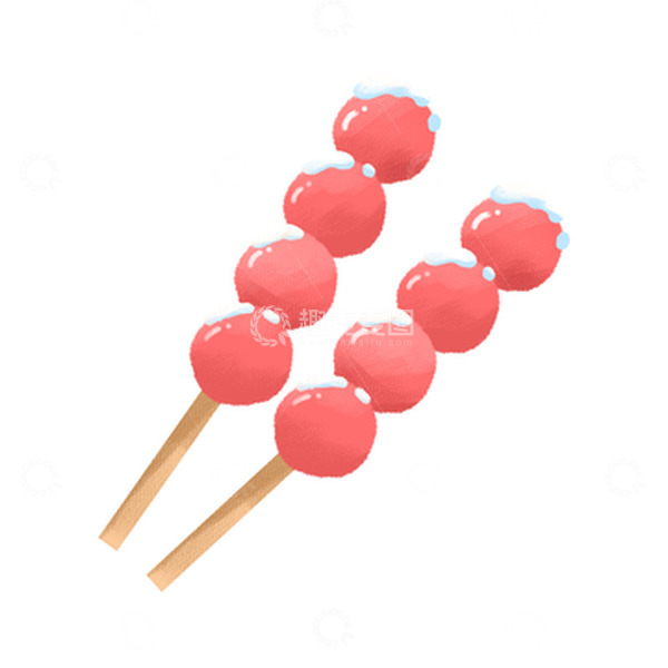 源文件下载【趣麦麦图】-卡通手绘小清新冬天糖葫芦插画元素