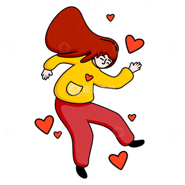 源文件下载【趣麦麦图】情人节扁平手绘人物女孩
