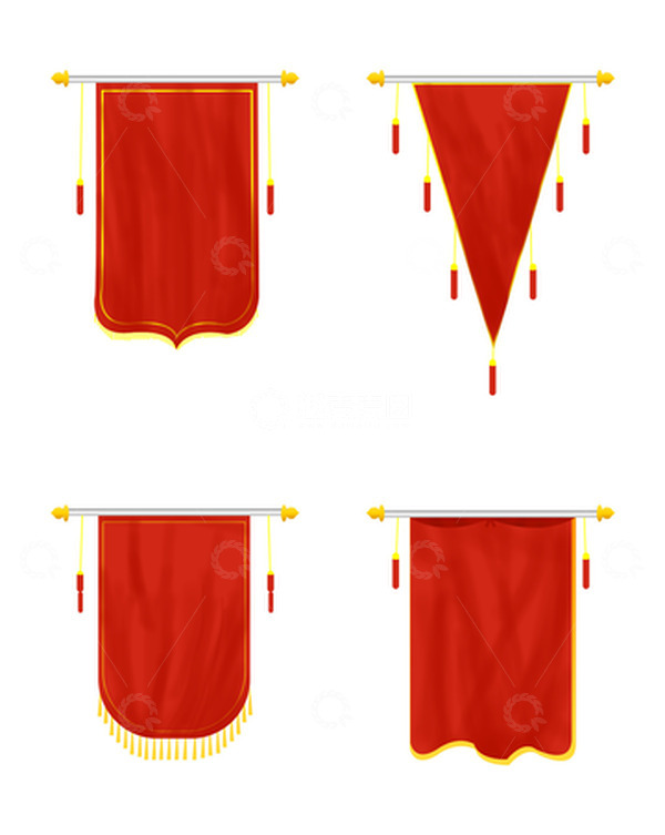 源文件下载【趣麦麦图】手绘红色锦旗元素