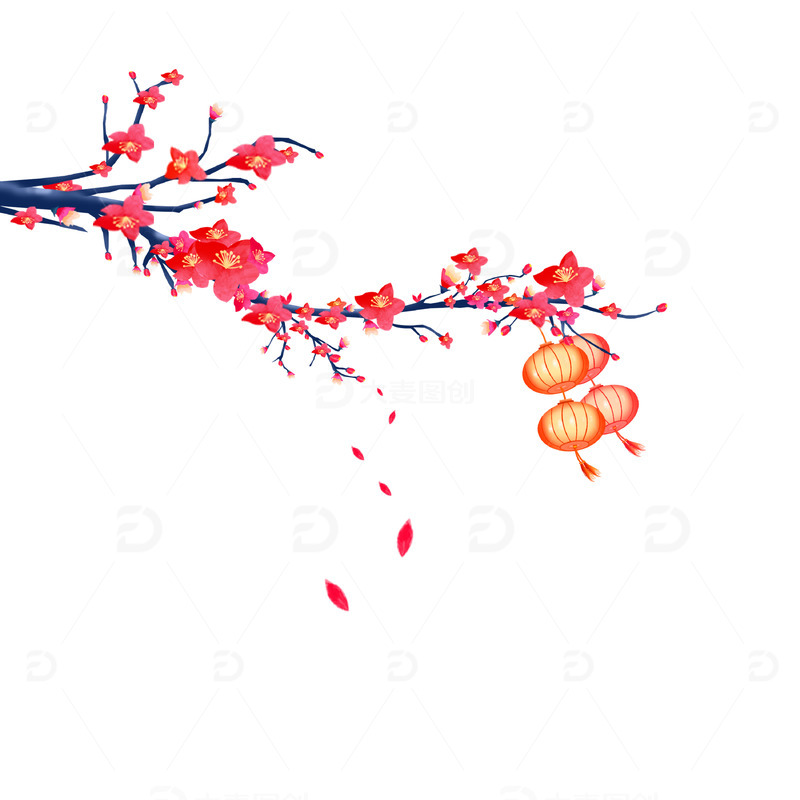 新年元旦冬至梅花挂件装饰元素