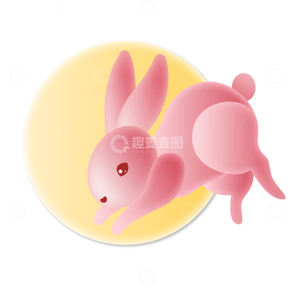 源文件下载【趣麦麦图】-粉红色兔子奔月兔年生肖绘制图案