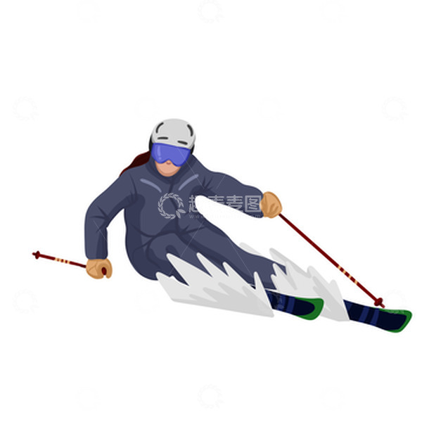 源文件下载【趣麦麦图】手绘滑雪运动冬天滑雪人物