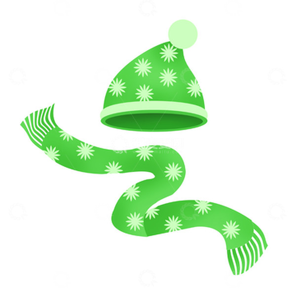 源文件下载【趣麦麦图】绿色手绘立冬保暖帽子围巾