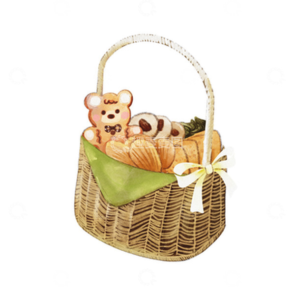 源文件下载【趣麦麦图】-绿色小清新小熊饼干甜品伴手礼手绘图