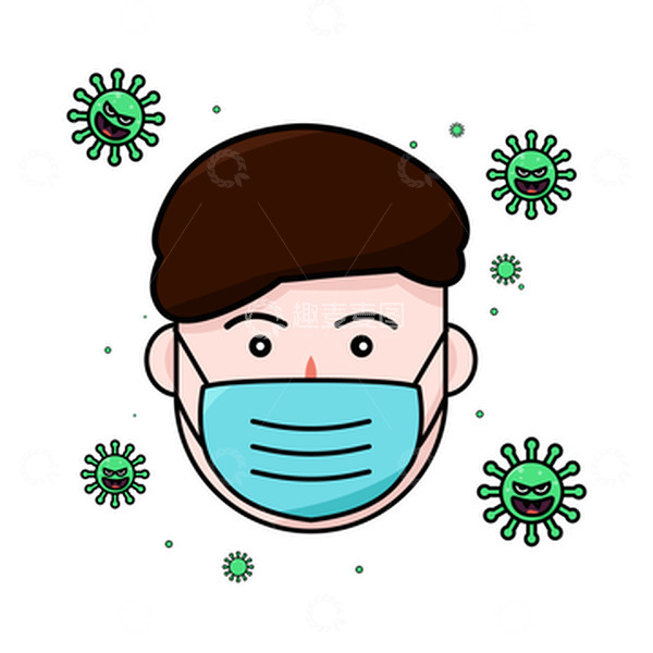 源文件下载【趣麦麦图】戴口罩防病毒头像