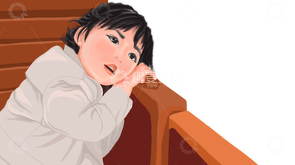 源文件下载【趣麦麦图】手绘小女孩元素