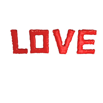 红色气球字LOVE节日气球字体