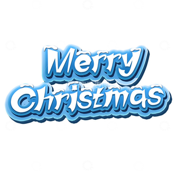 源文件下载【趣麦麦图】蓝色立体字圣诞节快乐英文雪花积雪