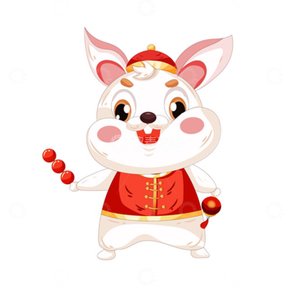 源文件下载【趣麦麦图】矢量手绘卡通可爱兔年兔子糖葫芦装饰元素