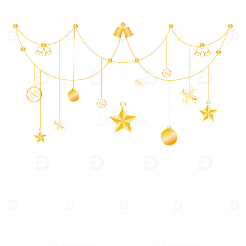 金色圣诞节挂件铃铛五角星标签