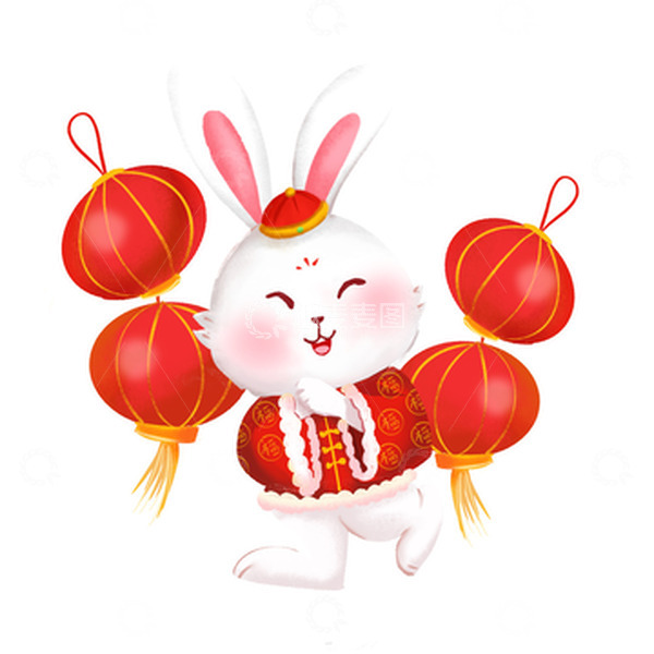 源文件下载【趣麦麦图】卡通新年拜年庆祝生肖兔兔年卡通素材