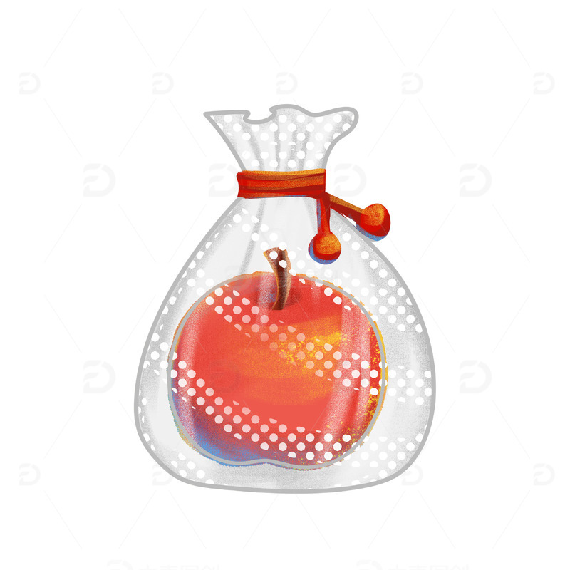 红色手绘苹果礼物平安夜