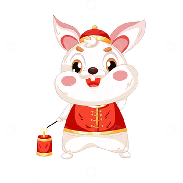 源文件下载【趣麦麦图】矢量手绘春节兔子生肖装饰元素