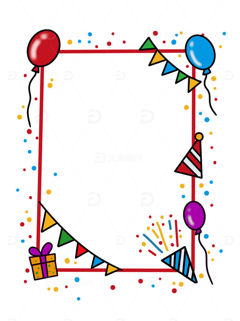 源文件下载【趣麦麦图】彩色卡通趣味气球生日庆祝气泡文本框