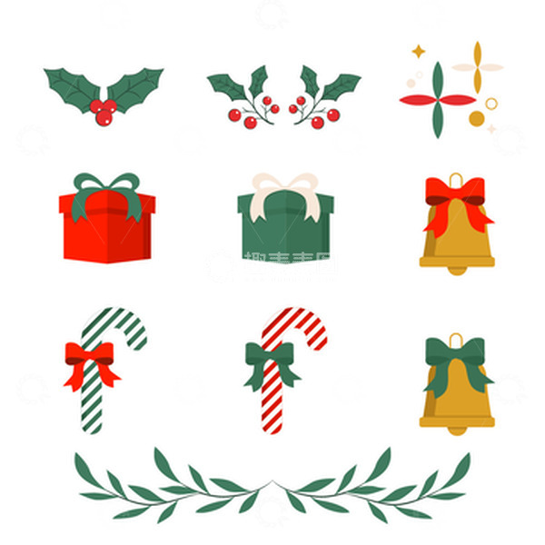 源文件下载【趣麦麦图】红绿扁平圣诞节元素