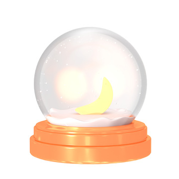 圣诞节3D水晶球许愿月亮雪花梦幻装饰