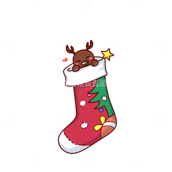 源文件下载【趣麦麦图】圣诞节可爱麋鹿袜子