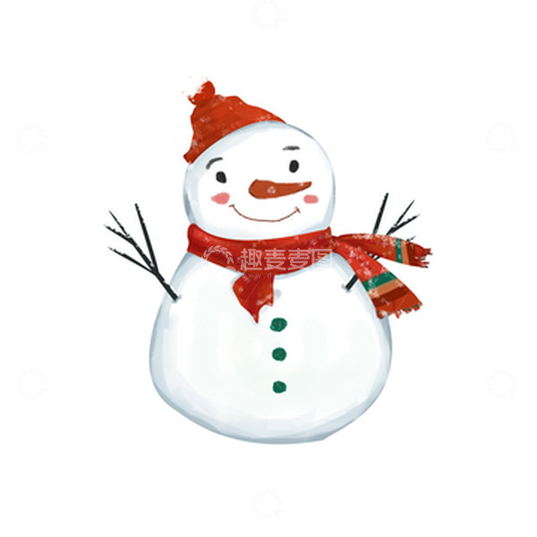 源文件下载【趣麦麦图】立冬圣诞节红绿色雪人手绘图