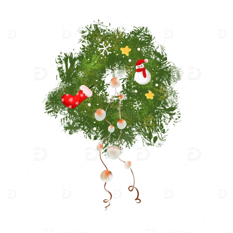 冬天圣诞花圈装饰素材