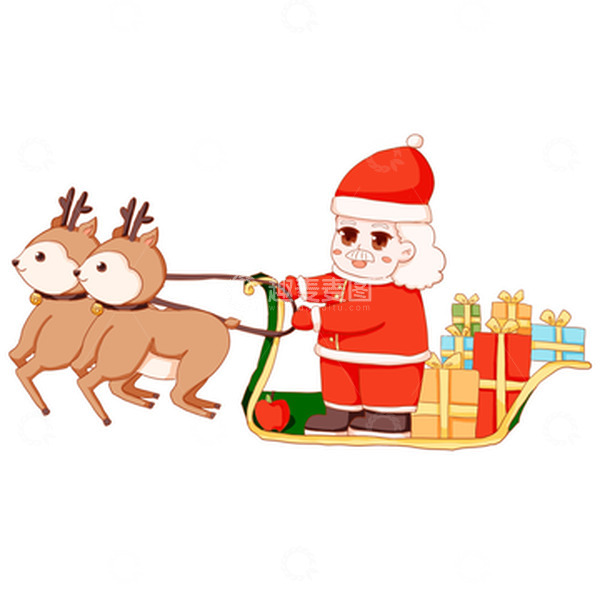 源文件下载【趣麦麦图】圣诞节礼盒圣诞老人麋鹿雪橇苹果元素