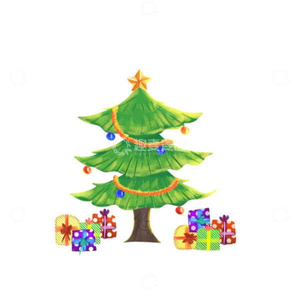 源文件下载【趣麦麦图】圣诞节手绘肌理圣诞树素材