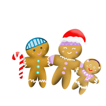 黄色姜饼小人圣诞节手绘元素