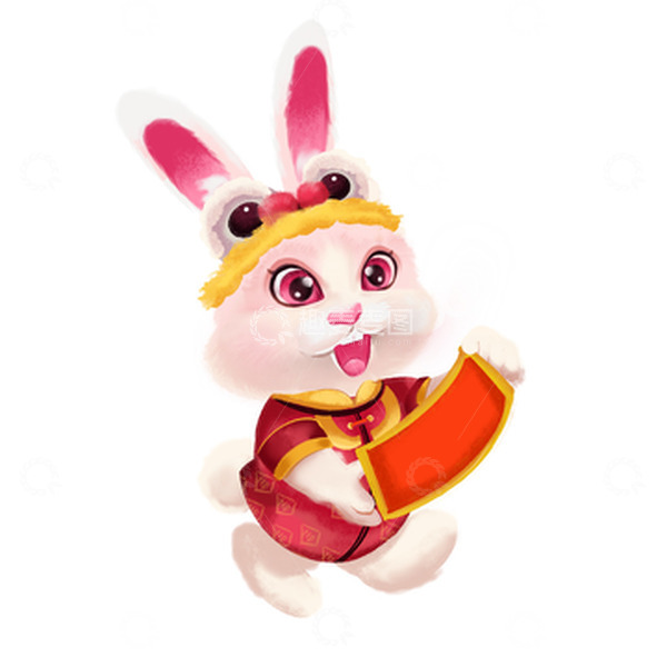 源文件下载【趣麦麦图】新年卡通祝贺兔子生肖兔手绘图