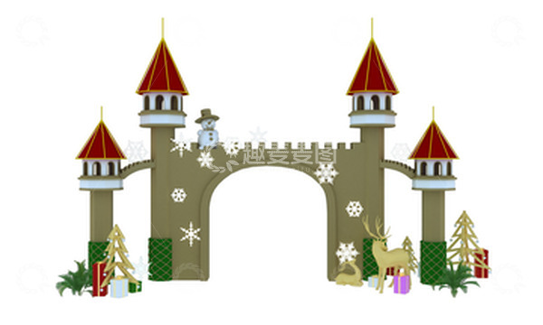 源文件下载【趣麦麦图】圣诞节城堡门头装饰