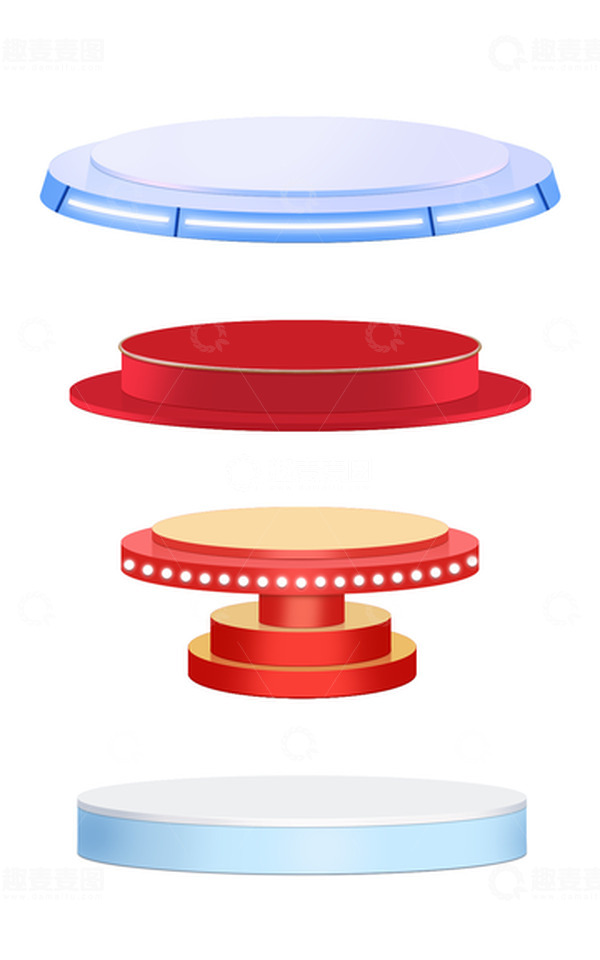 红色科技展台电商大促立体展台圣诞节日展台