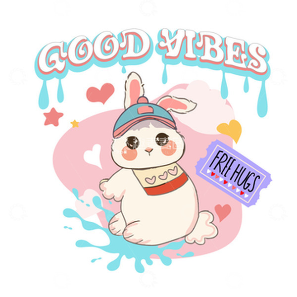 源文件下载【趣麦麦图】卡通可爱兔子兔年生肖扁平化透明图