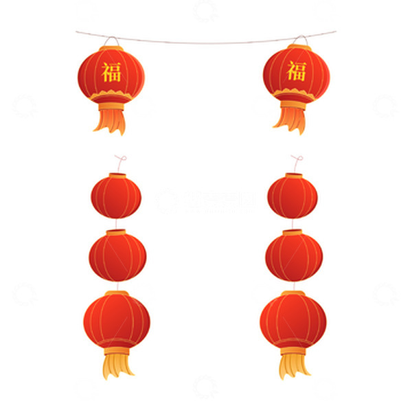 源文件下载【趣麦麦图】2023元旦新年装饰悬挂大红灯笼