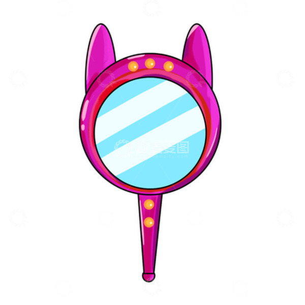 源文件下载【趣麦麦图】卡通镜子装饰美妆元素道具粉色