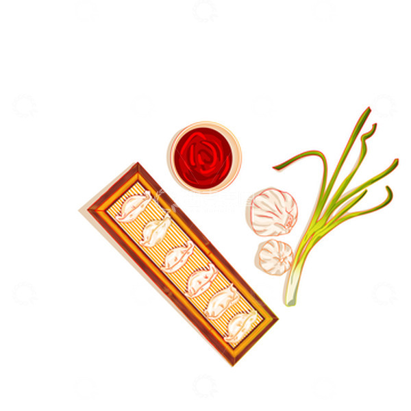 源文件下载【趣麦麦图】简约中国风蒜头辣椒饺子立冬节气元素