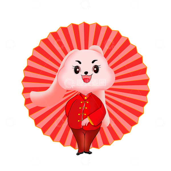 源文件下载【趣麦麦图】手绘 新年兔子唐装兔子喜迎新年