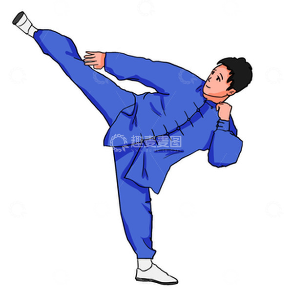 源文件下载【趣麦麦图】-武术练功比赛锻炼踢腿活动