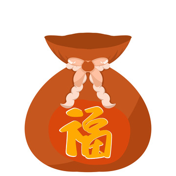 手绘 红色 福袋 元素 春节福袋 蝴蝶结