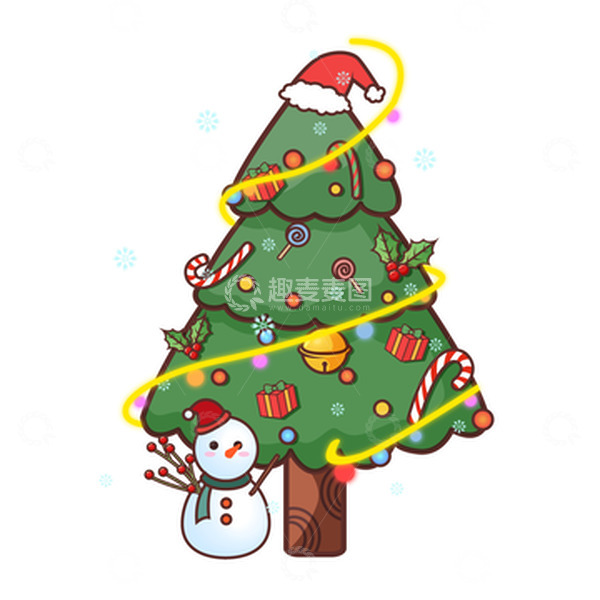 源文件下载【趣麦麦图】圣诞节雪人卡通可爱气氛圣诞树