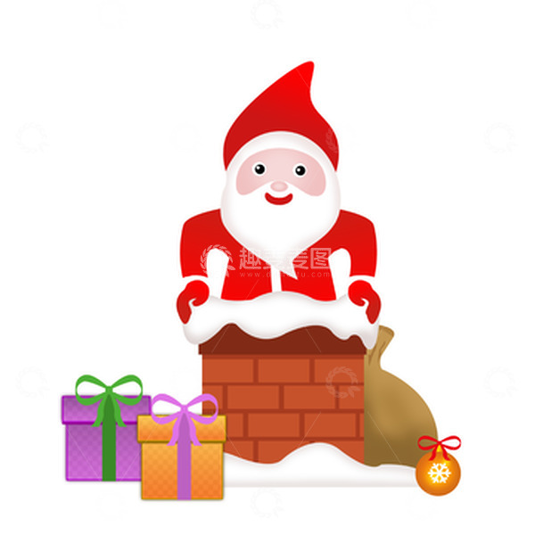 源文件下载【趣麦麦图】红色卡通圣诞老人爬烟囱
